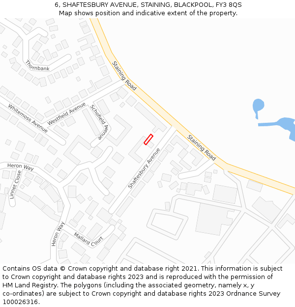 6, SHAFTESBURY AVENUE, STAINING, BLACKPOOL, FY3 8QS: Location map and indicative extent of plot