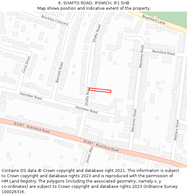 6, SHAFTO ROAD, IPSWICH, IP1 5HB: Location map and indicative extent of plot