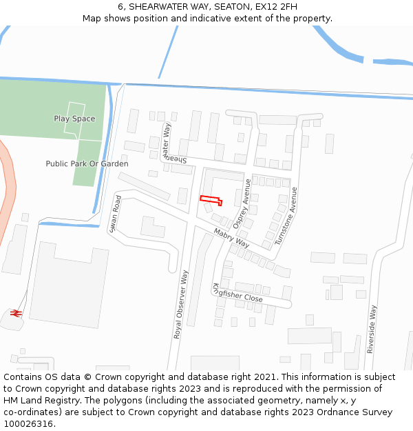 6, SHEARWATER WAY, SEATON, EX12 2FH: Location map and indicative extent of plot