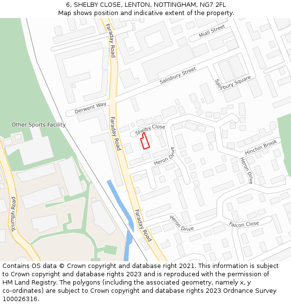 6, SHELBY CLOSE, LENTON, NOTTINGHAM, NG7 2FL: Location map and indicative extent of plot
