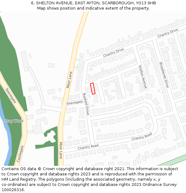 6, SHELTON AVENUE, EAST AYTON, SCARBOROUGH, YO13 9HB: Location map and indicative extent of plot