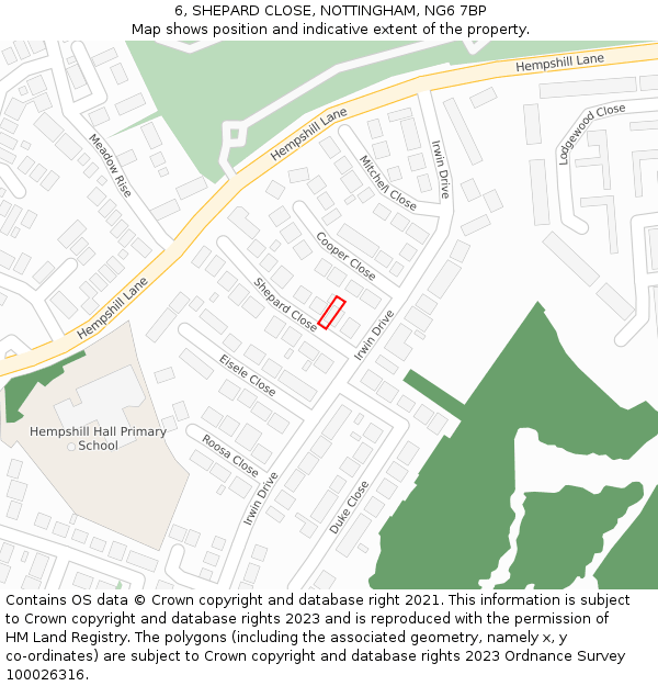 6, SHEPARD CLOSE, NOTTINGHAM, NG6 7BP: Location map and indicative extent of plot