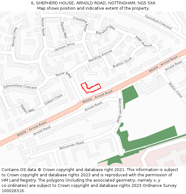 6, SHEPHERD HOUSE, ARNOLD ROAD, NOTTINGHAM, NG5 5XA: Location map and indicative extent of plot