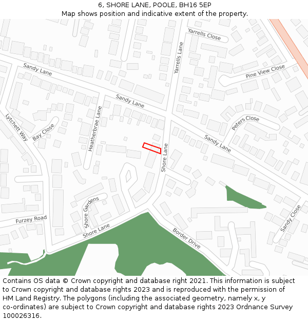 6, SHORE LANE, POOLE, BH16 5EP: Location map and indicative extent of plot