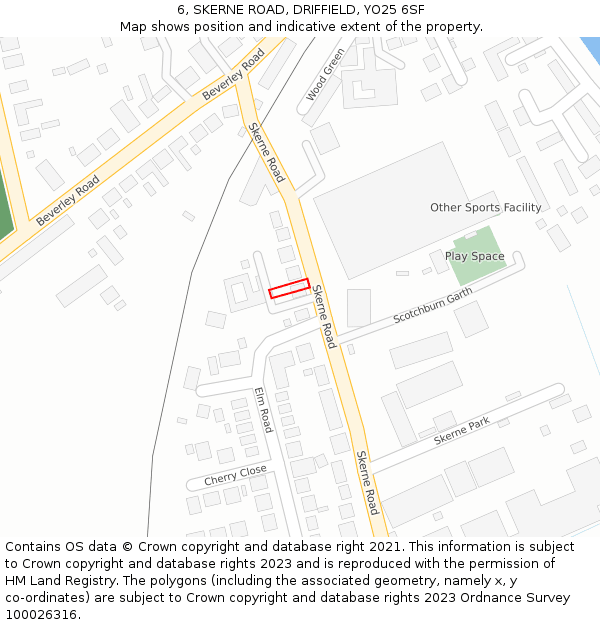 6, SKERNE ROAD, DRIFFIELD, YO25 6SF: Location map and indicative extent of plot