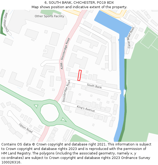 6, SOUTH BANK, CHICHESTER, PO19 8DX: Location map and indicative extent of plot