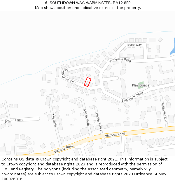 6, SOUTHDOWN WAY, WARMINSTER, BA12 8FP: Location map and indicative extent of plot