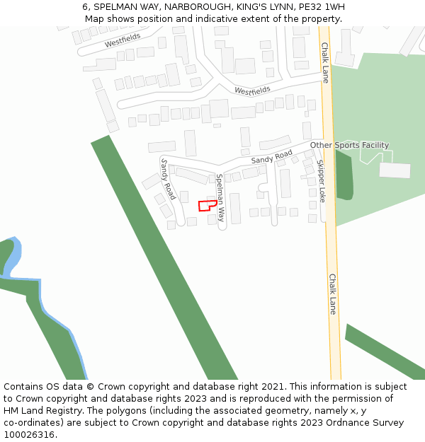6, SPELMAN WAY, NARBOROUGH, KING'S LYNN, PE32 1WH: Location map and indicative extent of plot