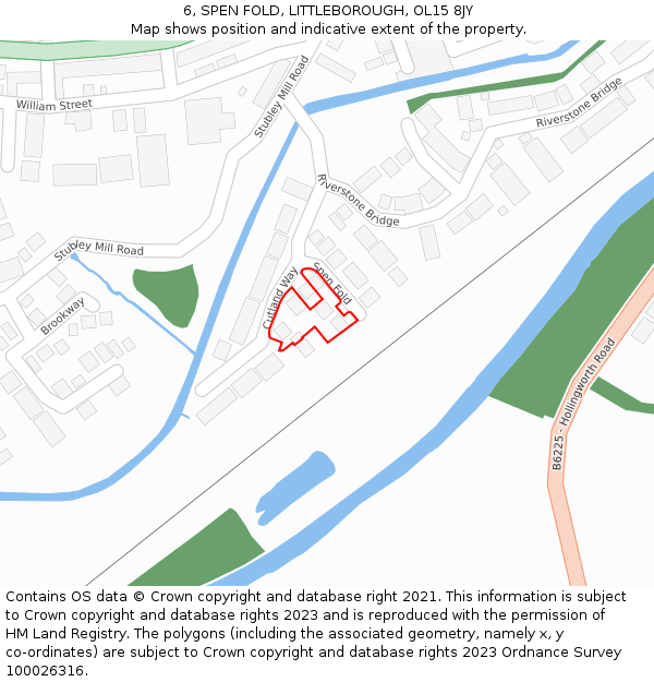 6, SPEN FOLD, LITTLEBOROUGH, OL15 8JY: Location map and indicative extent of plot