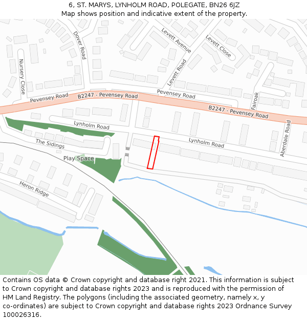6, ST. MARYS, LYNHOLM ROAD, POLEGATE, BN26 6JZ: Location map and indicative extent of plot