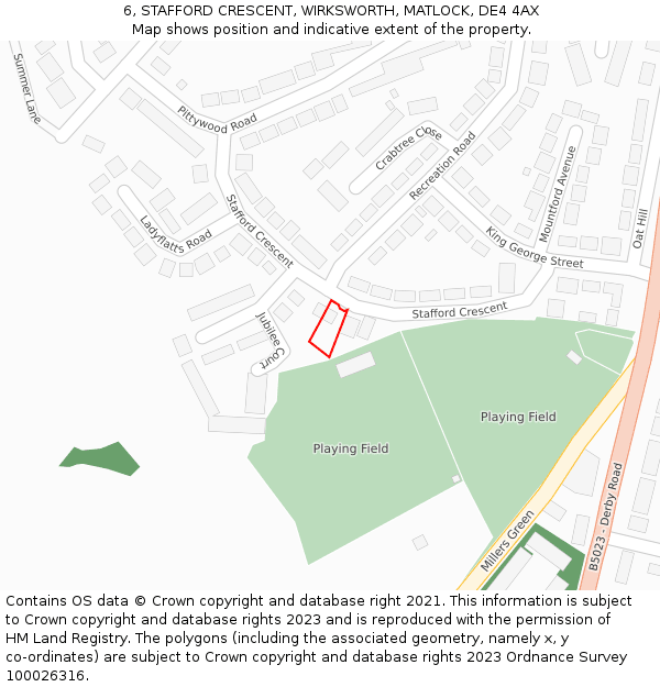 6, STAFFORD CRESCENT, WIRKSWORTH, MATLOCK, DE4 4AX: Location map and indicative extent of plot