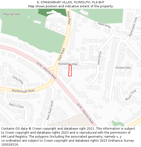 6, STANDARHAY VILLAS, PLYMOUTH, PL9 8HT: Location map and indicative extent of plot