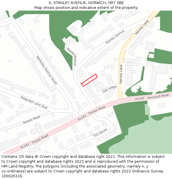 6, STANLEY AVENUE, NORWICH, NR7 0BE: Location map and indicative extent of plot