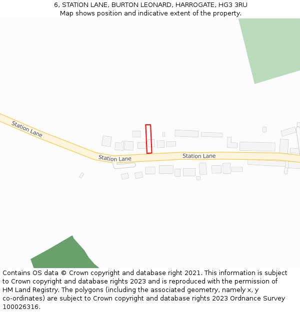 6, STATION LANE, BURTON LEONARD, HARROGATE, HG3 3RU: Location map and indicative extent of plot