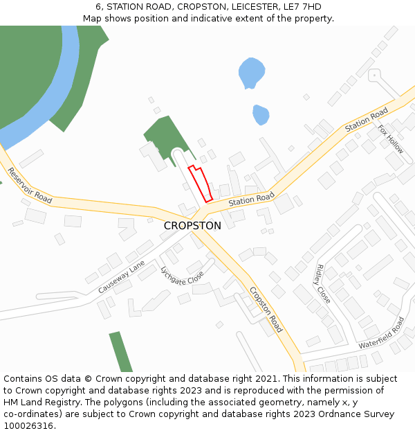 6, STATION ROAD, CROPSTON, LEICESTER, LE7 7HD: Location map and indicative extent of plot