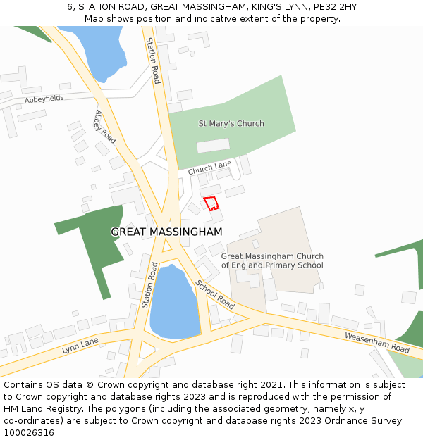 6, STATION ROAD, GREAT MASSINGHAM, KING'S LYNN, PE32 2HY: Location map and indicative extent of plot