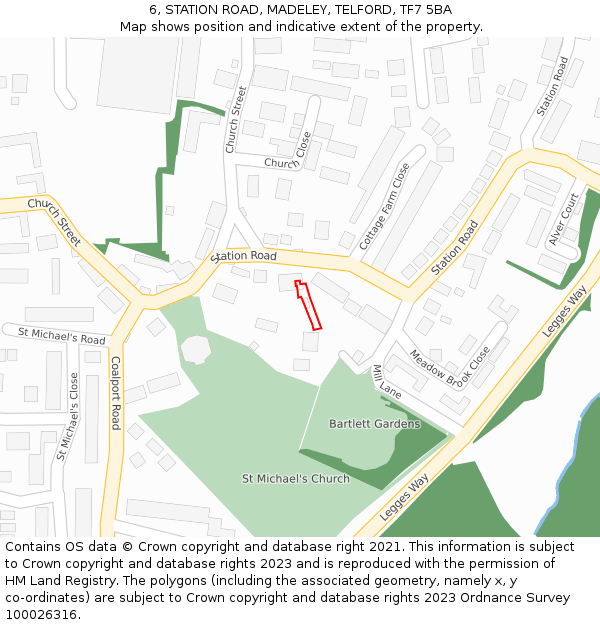 6, STATION ROAD, MADELEY, TELFORD, TF7 5BA: Location map and indicative extent of plot