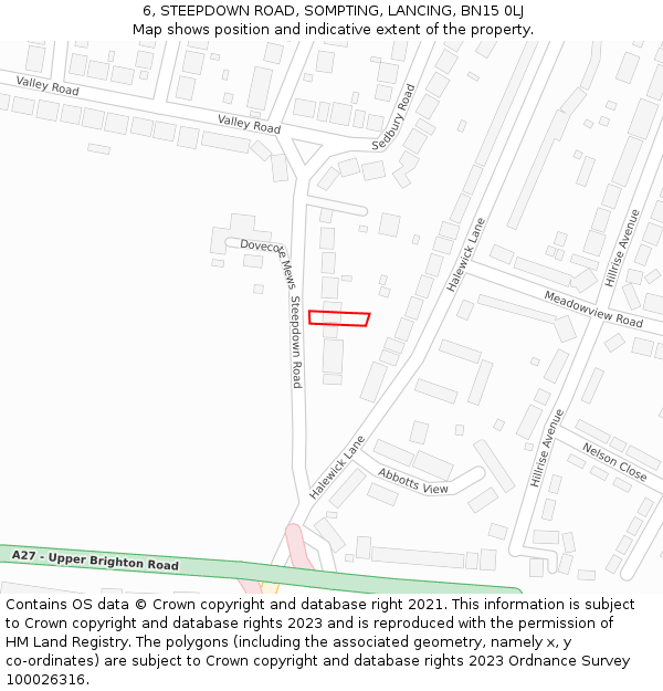 6, STEEPDOWN ROAD, SOMPTING, LANCING, BN15 0LJ: Location map and indicative extent of plot