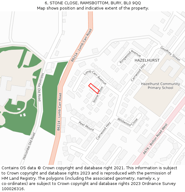 6, STONE CLOSE, RAMSBOTTOM, BURY, BL0 9QQ: Location map and indicative extent of plot