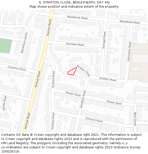 6, STRATTON CLOSE, BEXLEYHEATH, DA7 4AJ: Location map and indicative extent of plot