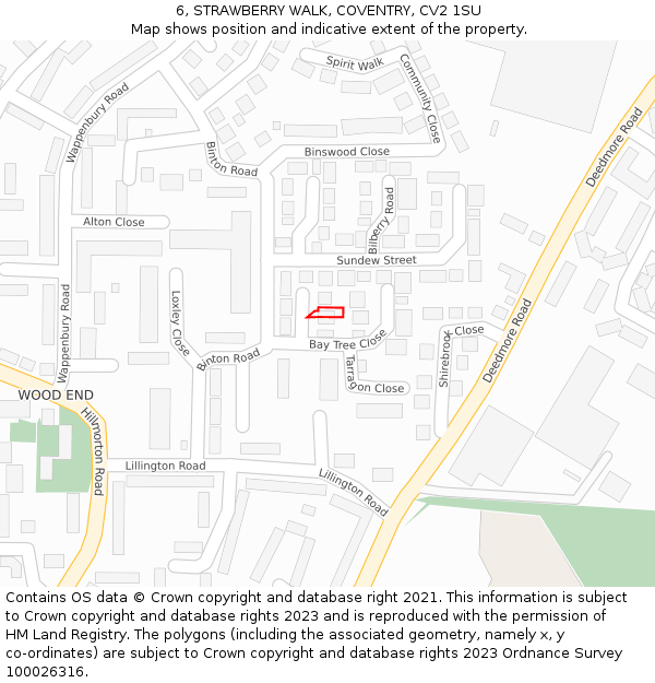 6, STRAWBERRY WALK, COVENTRY, CV2 1SU: Location map and indicative extent of plot