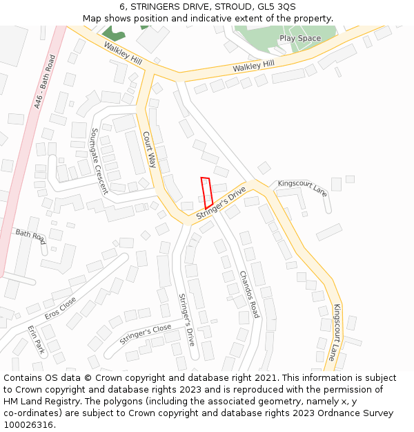 6, STRINGERS DRIVE, STROUD, GL5 3QS: Location map and indicative extent of plot