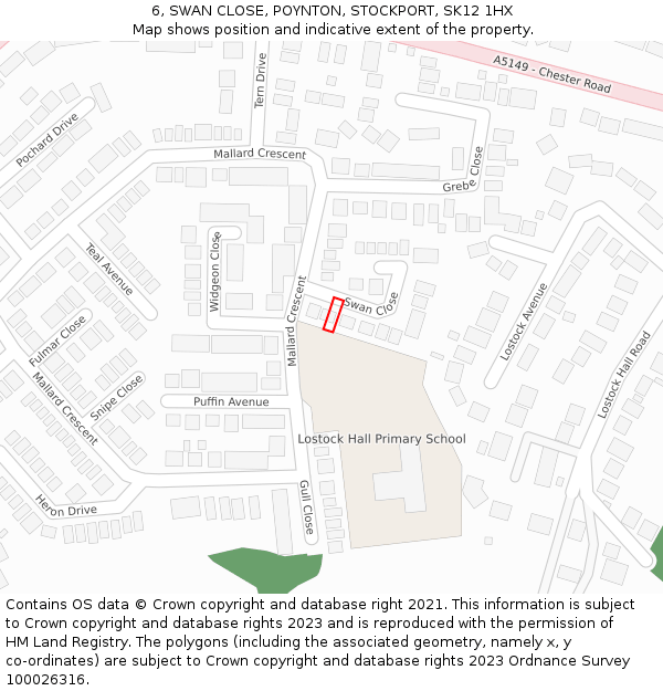 6, SWAN CLOSE, POYNTON, STOCKPORT, SK12 1HX: Location map and indicative extent of plot