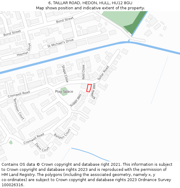 6, TAILLAR ROAD, HEDON, HULL, HU12 8GU: Location map and indicative extent of plot