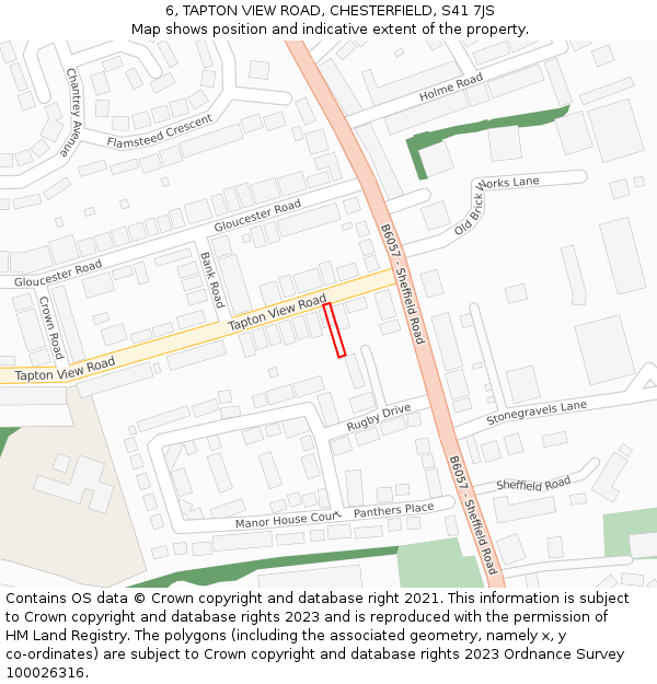 6, TAPTON VIEW ROAD, CHESTERFIELD, S41 7JS: Location map and indicative extent of plot