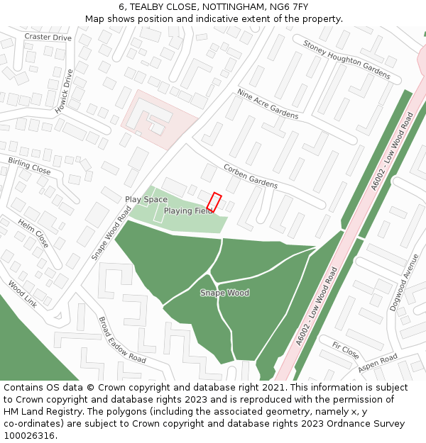 6, TEALBY CLOSE, NOTTINGHAM, NG6 7FY: Location map and indicative extent of plot