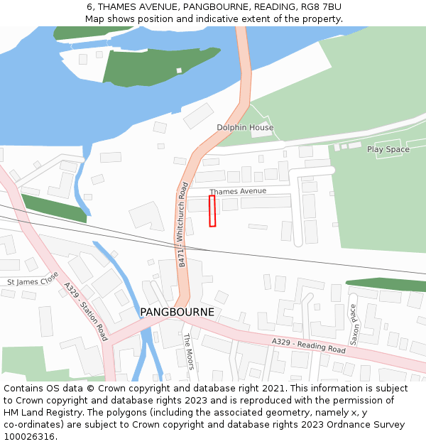 6, THAMES AVENUE, PANGBOURNE, READING, RG8 7BU: Location map and indicative extent of plot