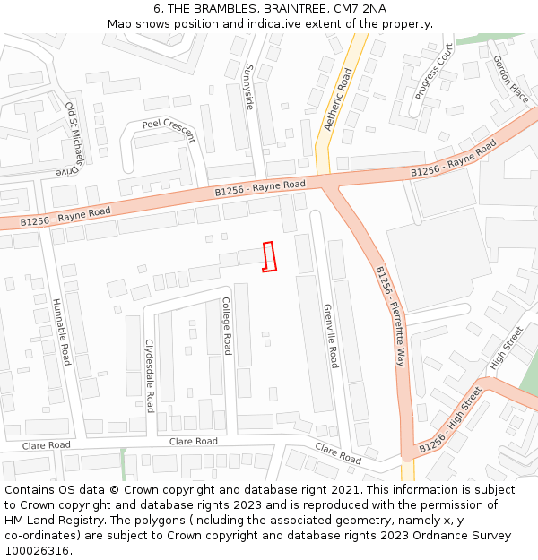 6, THE BRAMBLES, BRAINTREE, CM7 2NA: Location map and indicative extent of plot