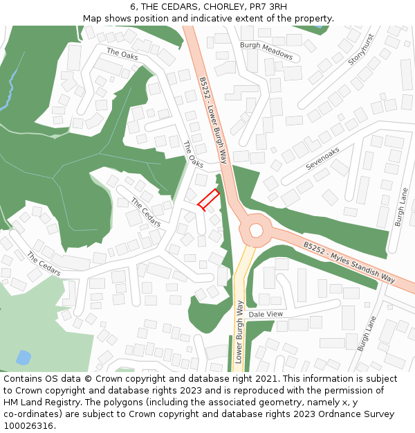 6, THE CEDARS, CHORLEY, PR7 3RH: Location map and indicative extent of plot