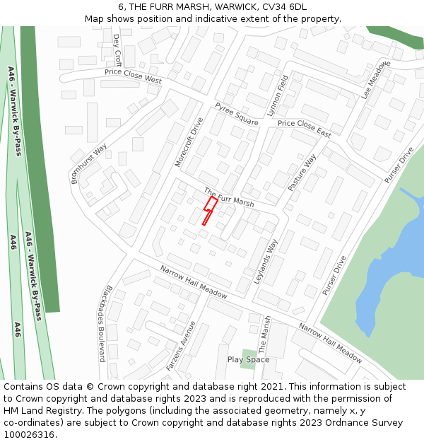 6, THE FURR MARSH, WARWICK, CV34 6DL: Location map and indicative extent of plot