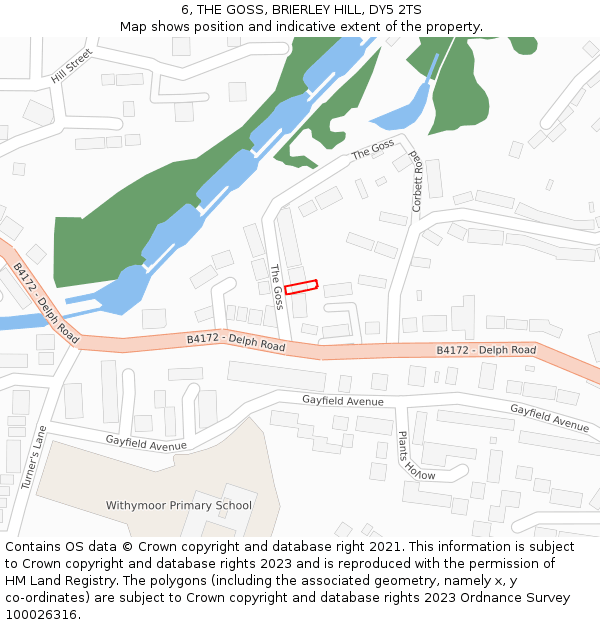 6, THE GOSS, BRIERLEY HILL, DY5 2TS: Location map and indicative extent of plot