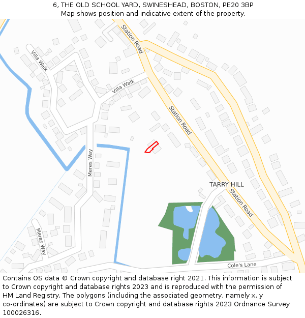 6, THE OLD SCHOOL YARD, SWINESHEAD, BOSTON, PE20 3BP: Location map and indicative extent of plot