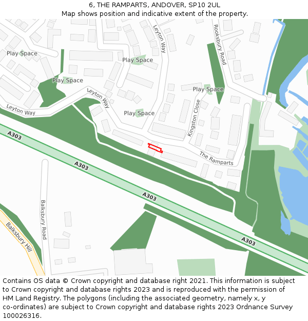 6, THE RAMPARTS, ANDOVER, SP10 2UL: Location map and indicative extent of plot