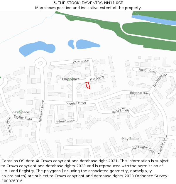 6, THE STOOK, DAVENTRY, NN11 0SB: Location map and indicative extent of plot