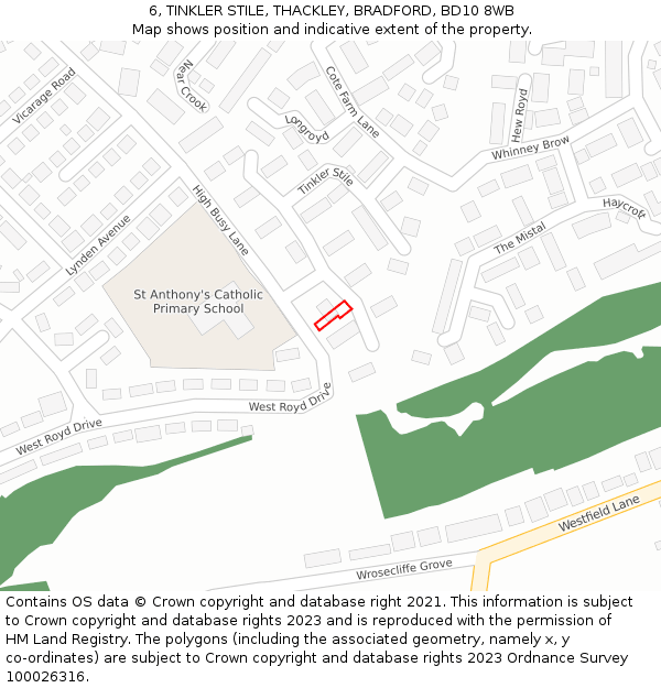 6, TINKLER STILE, THACKLEY, BRADFORD, BD10 8WB: Location map and indicative extent of plot