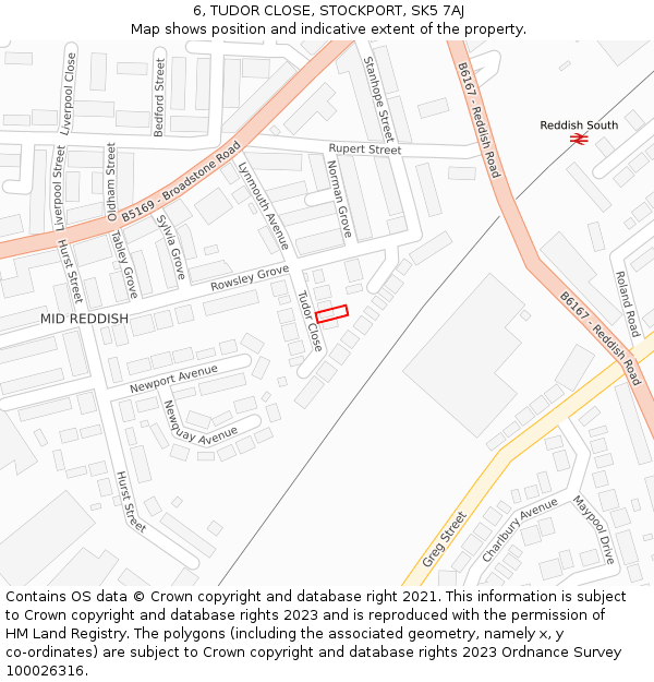 6, TUDOR CLOSE, STOCKPORT, SK5 7AJ: Location map and indicative extent of plot
