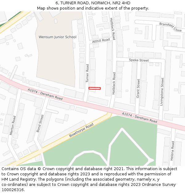 6, TURNER ROAD, NORWICH, NR2 4HD: Location map and indicative extent of plot