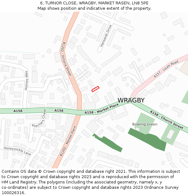 6, TURNOR CLOSE, WRAGBY, MARKET RASEN, LN8 5PE: Location map and indicative extent of plot