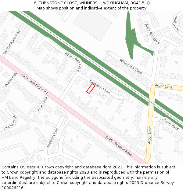 6, TURNSTONE CLOSE, WINNERSH, WOKINGHAM, RG41 5LQ: Location map and indicative extent of plot