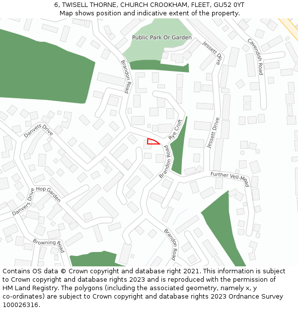 6, TWISELL THORNE, CHURCH CROOKHAM, FLEET, GU52 0YT: Location map and indicative extent of plot