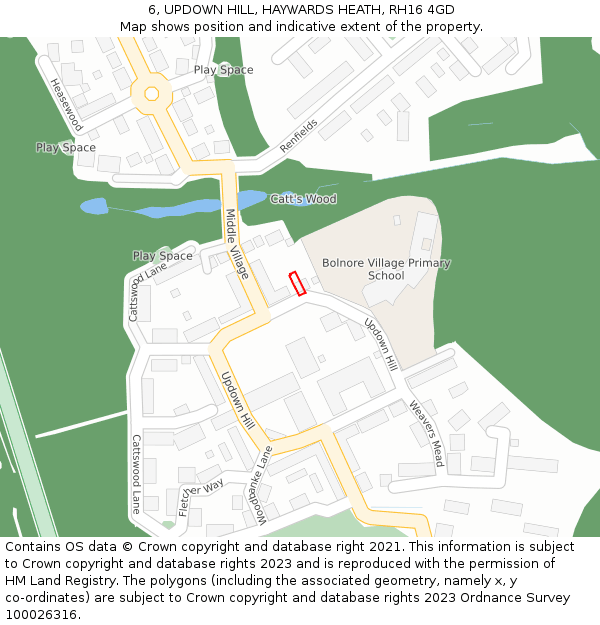 6, UPDOWN HILL, HAYWARDS HEATH, RH16 4GD: Location map and indicative extent of plot