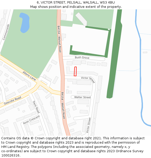 6, VICTOR STREET, PELSALL, WALSALL, WS3 4BU: Location map and indicative extent of plot