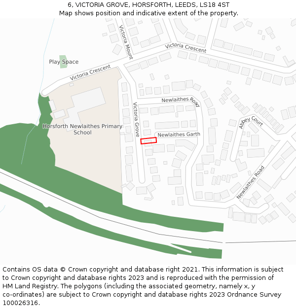 6, VICTORIA GROVE, HORSFORTH, LEEDS, LS18 4ST: Location map and indicative extent of plot