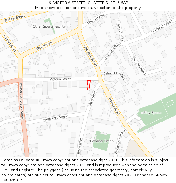 6, VICTORIA STREET, CHATTERIS, PE16 6AP: Location map and indicative extent of plot