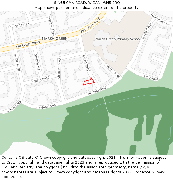 6, VULCAN ROAD, WIGAN, WN5 0RQ: Location map and indicative extent of plot