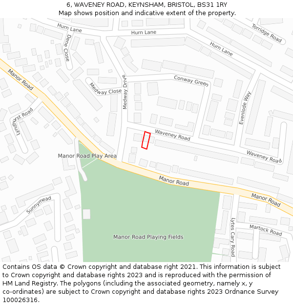 6, WAVENEY ROAD, KEYNSHAM, BRISTOL, BS31 1RY: Location map and indicative extent of plot